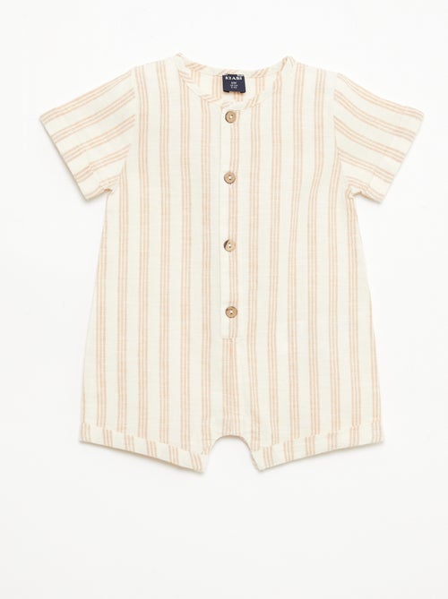 Korte jumpsuit van katoen en linnenmix - Kiabi
