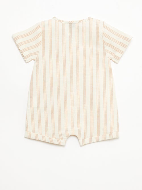 Korte jumpsuit van katoen en linnenmix - Kiabi