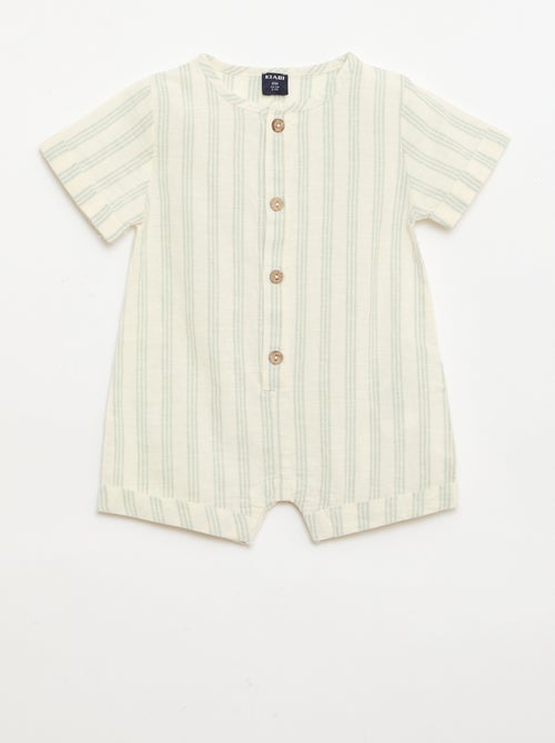 Korte jumpsuit van katoen en linnenmix - Kiabi