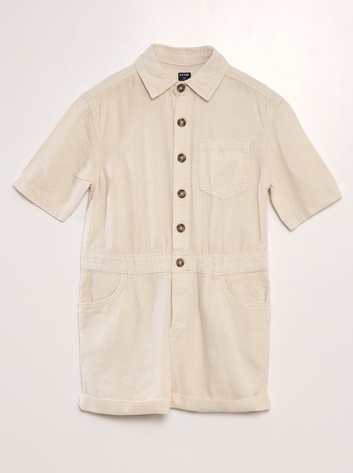 Korte jumpsuit van linnenmix met korte mouw - Uniseks - Kiabi