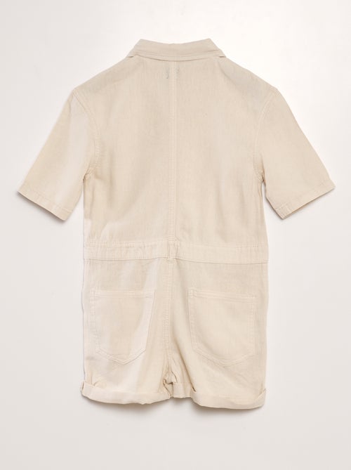 Korte jumpsuit van linnenmix met korte mouw - Uniseks - Kiabi