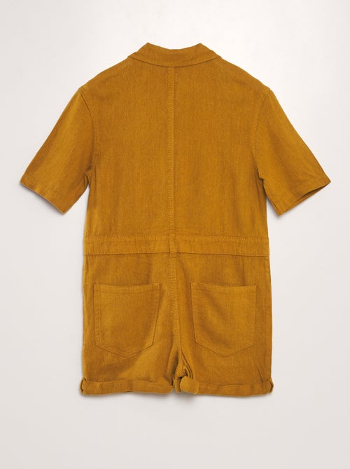 Korte jumpsuit van linnenmix met korte mouw - Uniseks - Kiabi