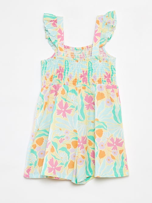 Korte jumpsuit van linnenmix met ruche - Kiabi