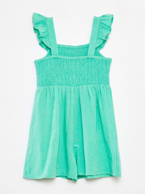 Korte jumpsuit van linnenmix met ruche - Kiabi