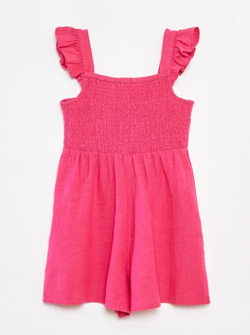 Korte jumpsuit van linnenmix met ruche - Kiabi