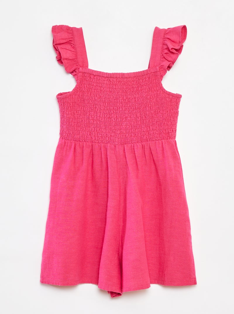 Korte jumpsuit van linnenmix met ruche Rose - Kiabi