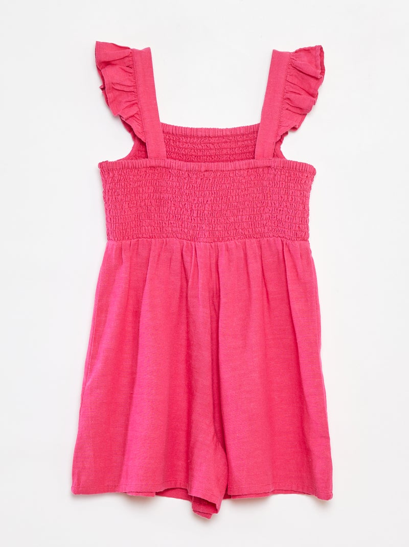 Korte jumpsuit van linnenmix met ruche Rose - Kiabi