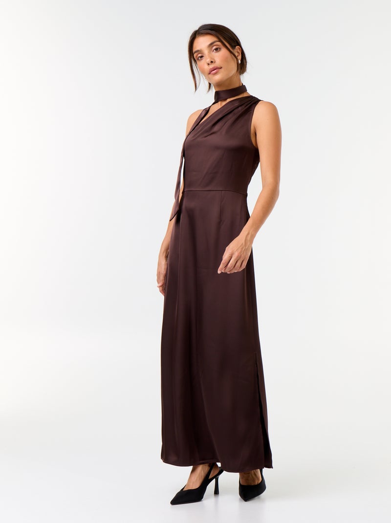 Korte jurk met asymmetrische snit Bruin - Kiabi