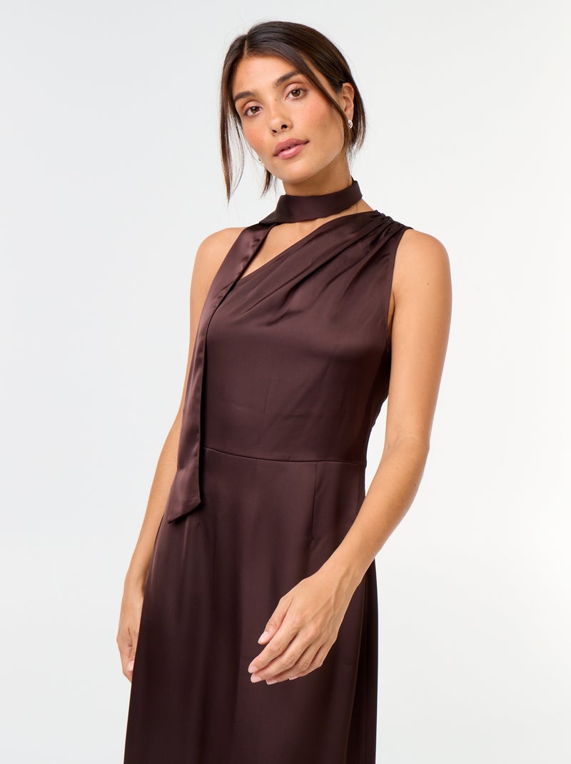 Korte jurk met asymmetrische snit Bruin - Kiabi