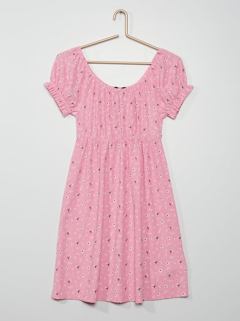 Korte jurk met bloemenprint roze - Kiabi
