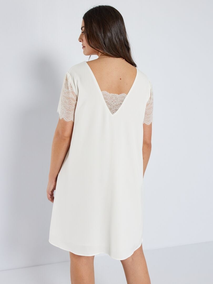 Korte jurk met borduurwerk sneeuw wit - Kiabi