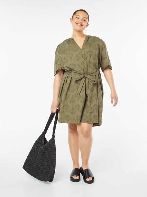 Korte jurk met broderie anglaise - Kiabi