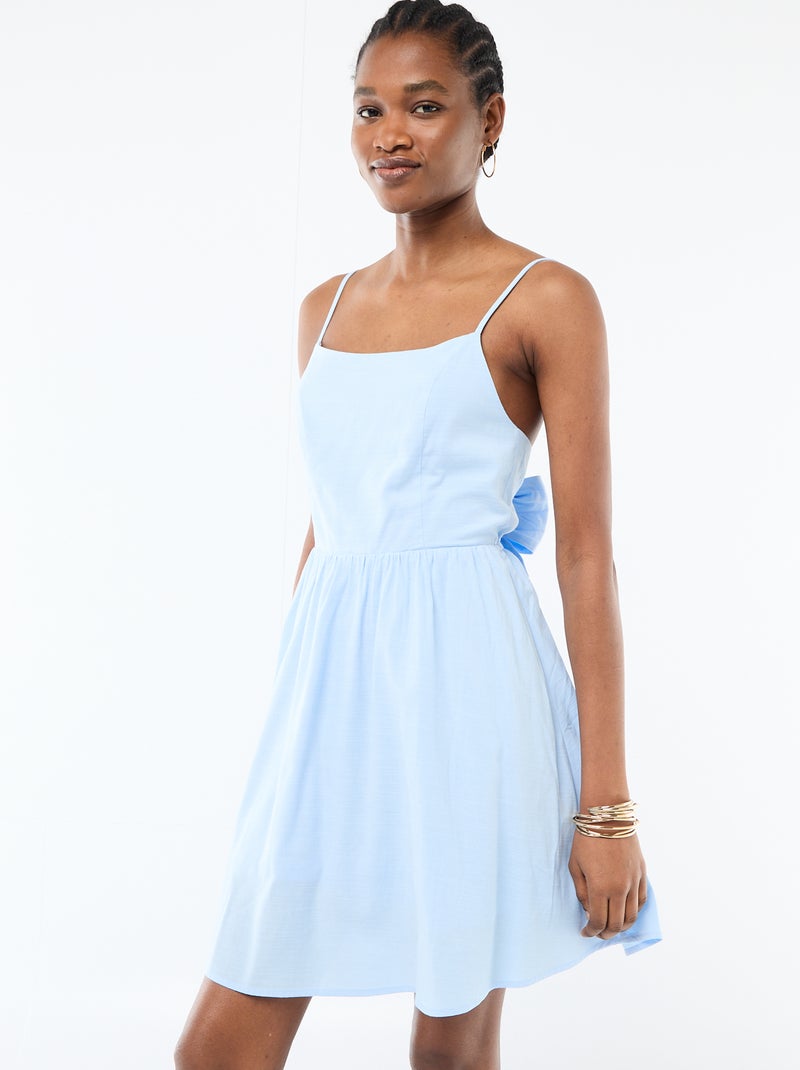 Korte jurk met fijne schouderbandjes Blauw - Kiabi