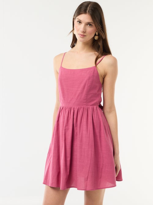 Korte jurk met fijne schouderbandjes - Kiabi