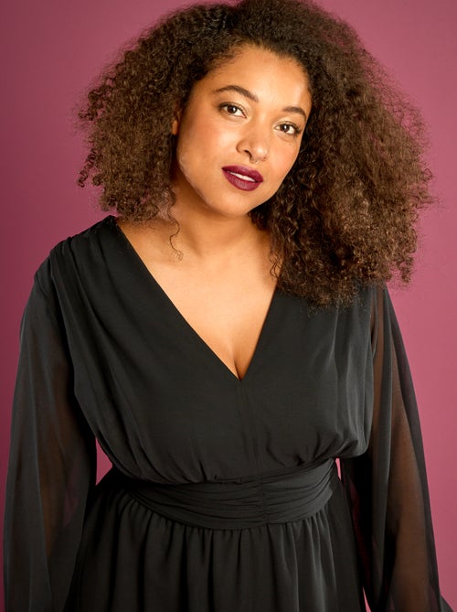 Korte jurk met gedrapeerde ceintuur - Kiabi