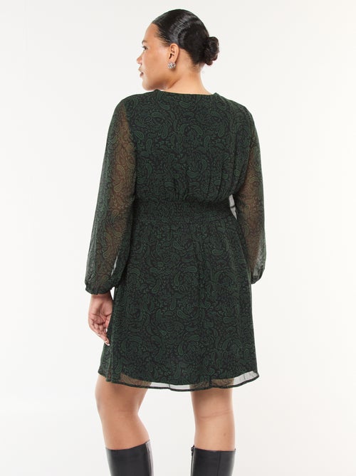 Korte jurk met gedrapeerde ceintuur - Kiabi