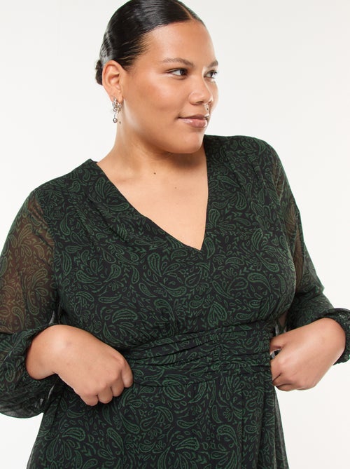 Korte jurk met gedrapeerde ceintuur - Kiabi