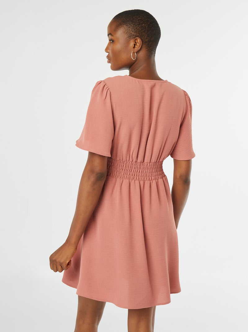 Korte jurk met geplooide ceintuur in Georgette-stof ROSE - Kiabi