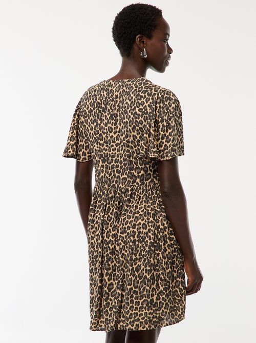 Korte jurk met korte mouwen en ruche aan de rand - Kiabi