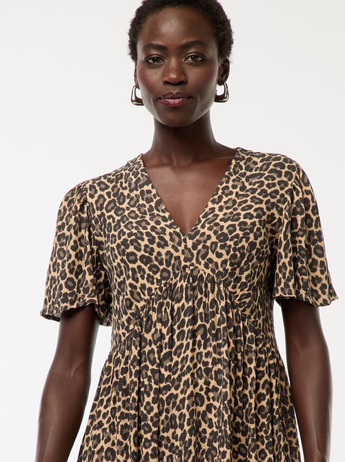 Korte jurk met korte mouwen en ruche aan de rand - Kiabi