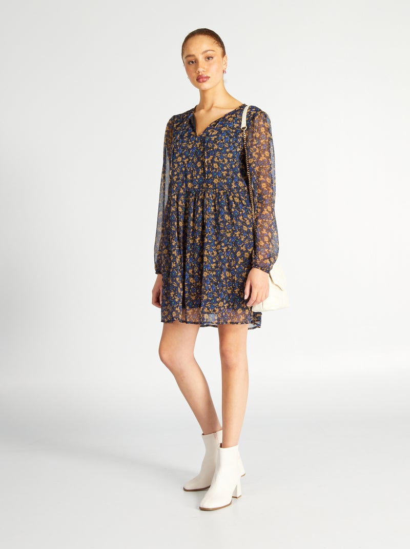 Korte jurk met lange mouw 'JDY' BLAUW - Kiabi