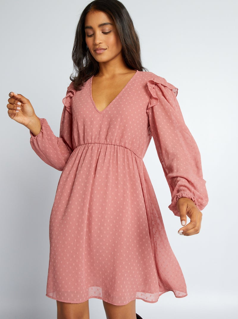 Korte jurk met plumetisborduursel ROSE - Kiabi