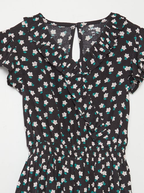 Korte jurk met print en ruches - Kiabi