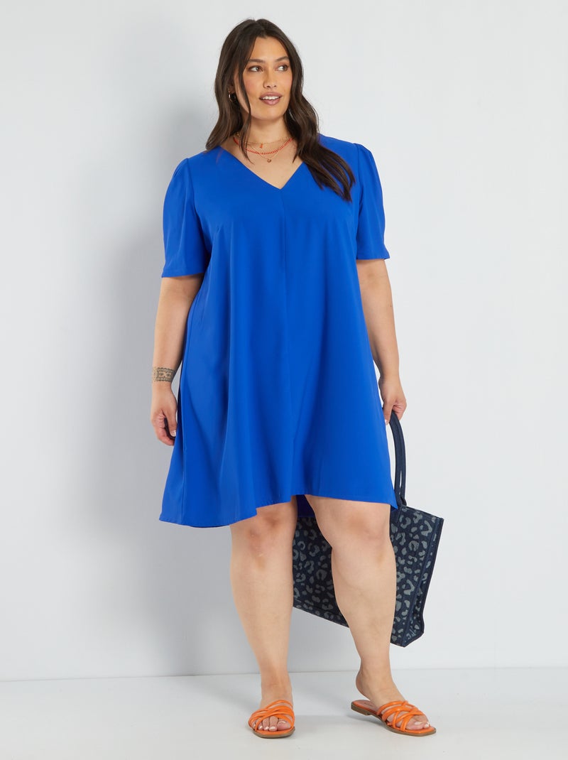 Korte jurk met V-hals BLAUW - Kiabi