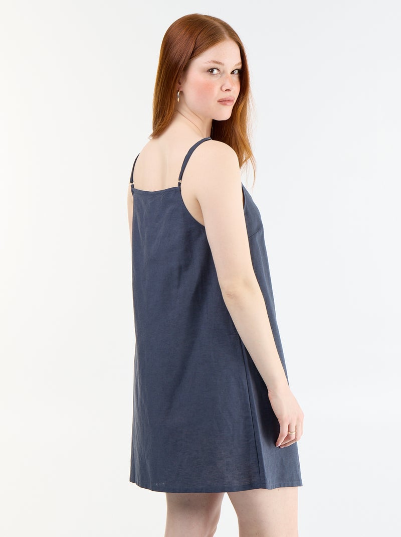 Korte jurk met verstelbare spaghettibandjes Blauw - Kiabi