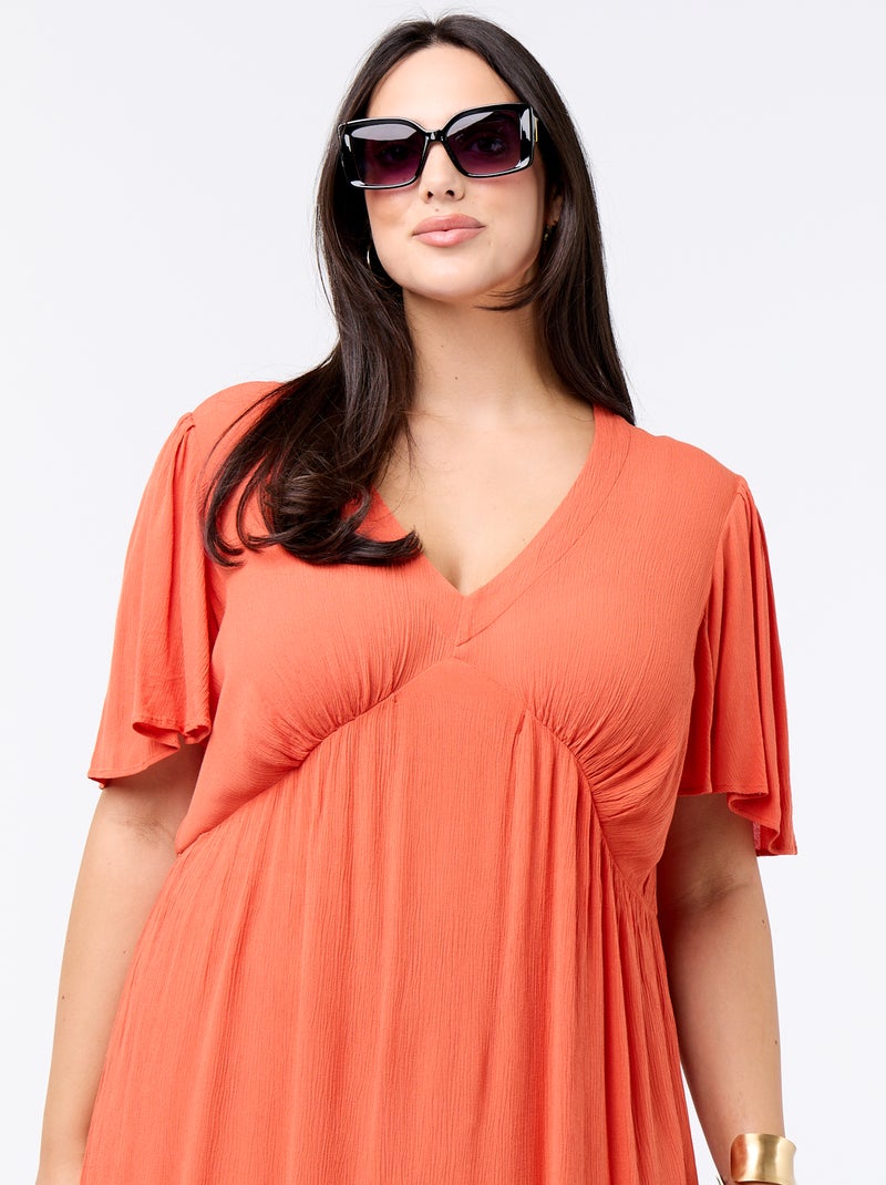 Korte jurk van crêpestof Oranje - Kiabi