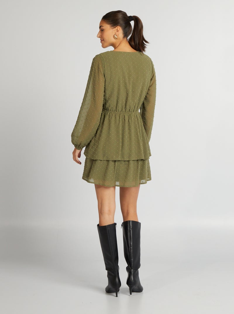 Korte jurk van plumetis KAKI - Kiabi