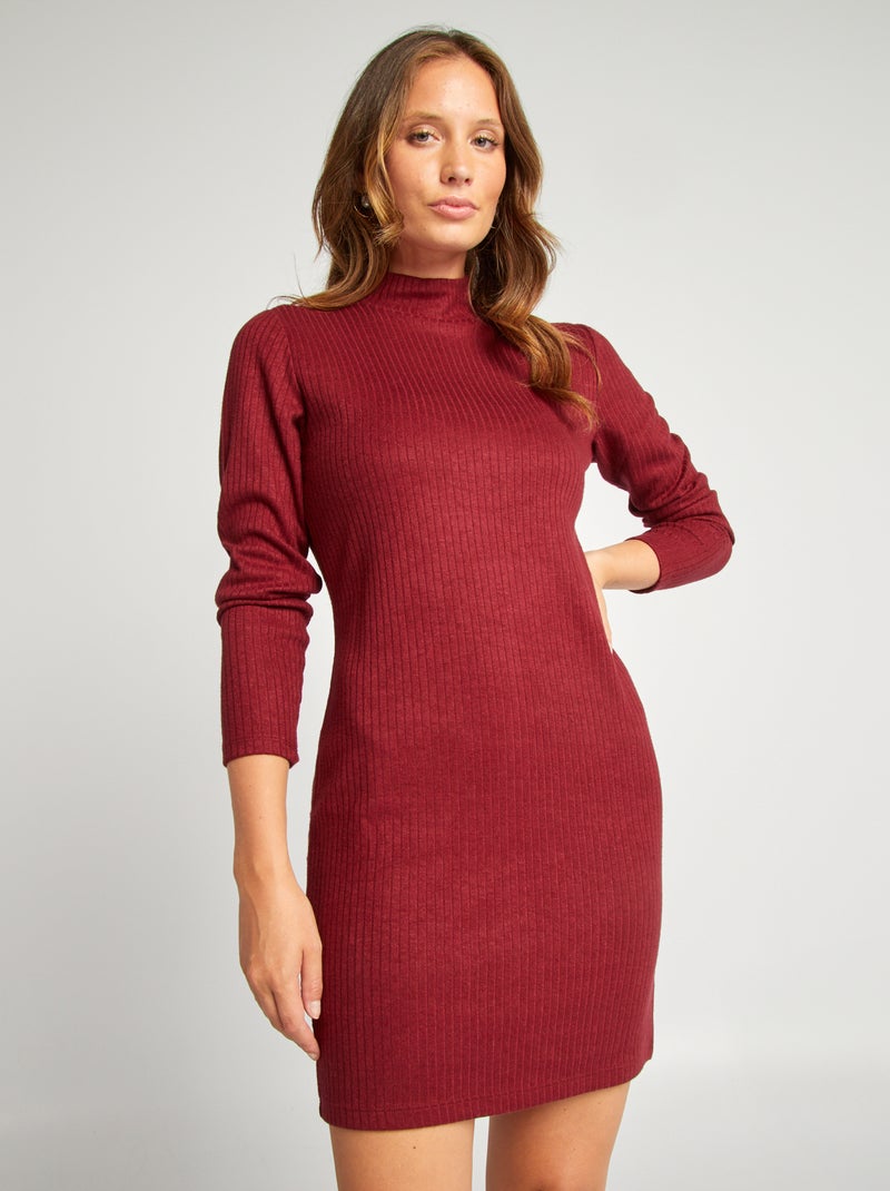 Korte jurk van ribtricot ROOD - Kiabi