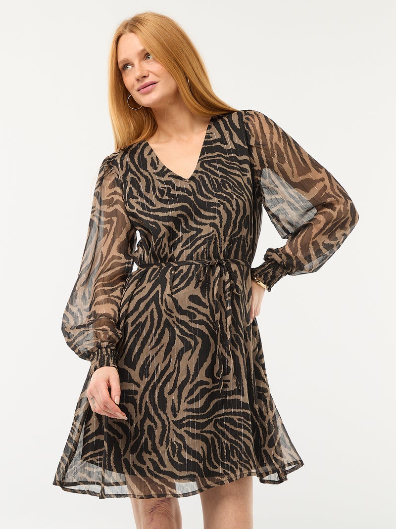 Korte jurk van voile met glansgaren 'JDY' Zwart - Kiabi