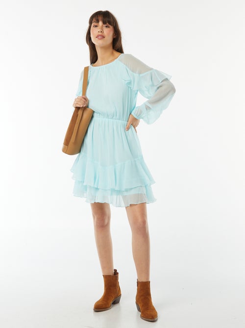 Korte jurk van voile met lange mouw - Kiabi