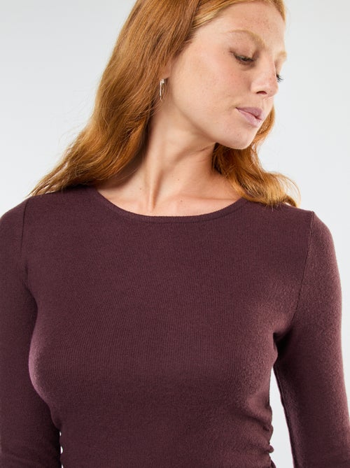 Korte jurk van zacht tricot met lange mouwen - Kiabi