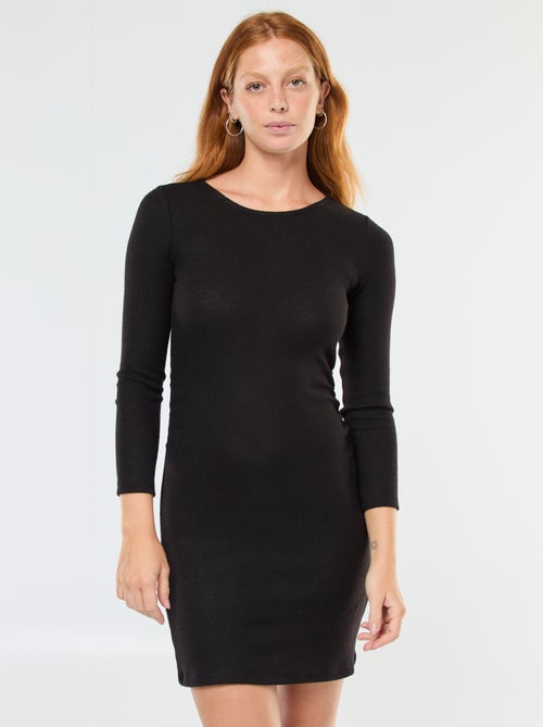 Korte jurk van zacht tricot met lange mouwen - Kiabi