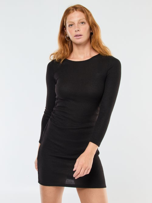 Korte jurk van zacht tricot met lange mouwen - Kiabi