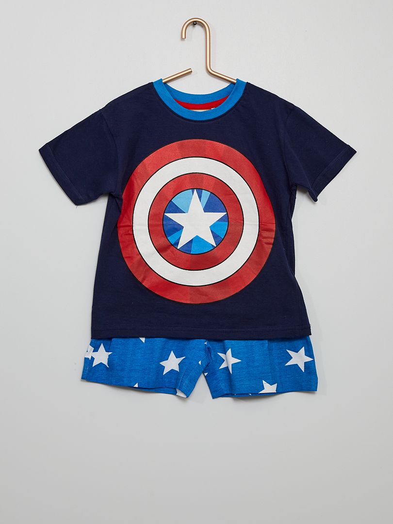 Korte katoenen pyjama 'Captain America' 'Marvel' navy / blauw - Kiabi