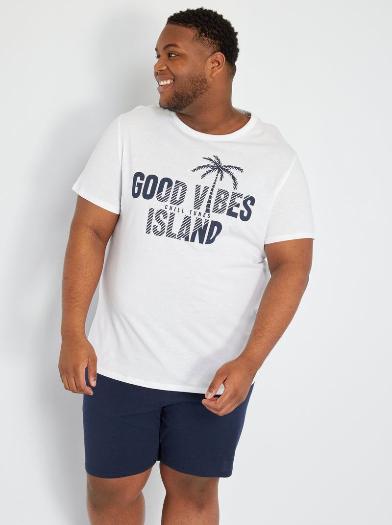 Korte, katoenen pyjama WIT - Kiabi