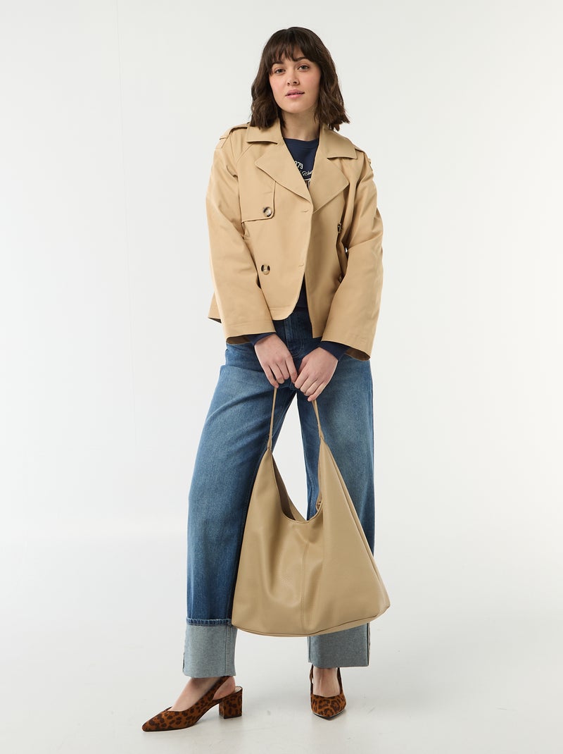 Korte katoenen trenchcoat Biege - Kiabi
