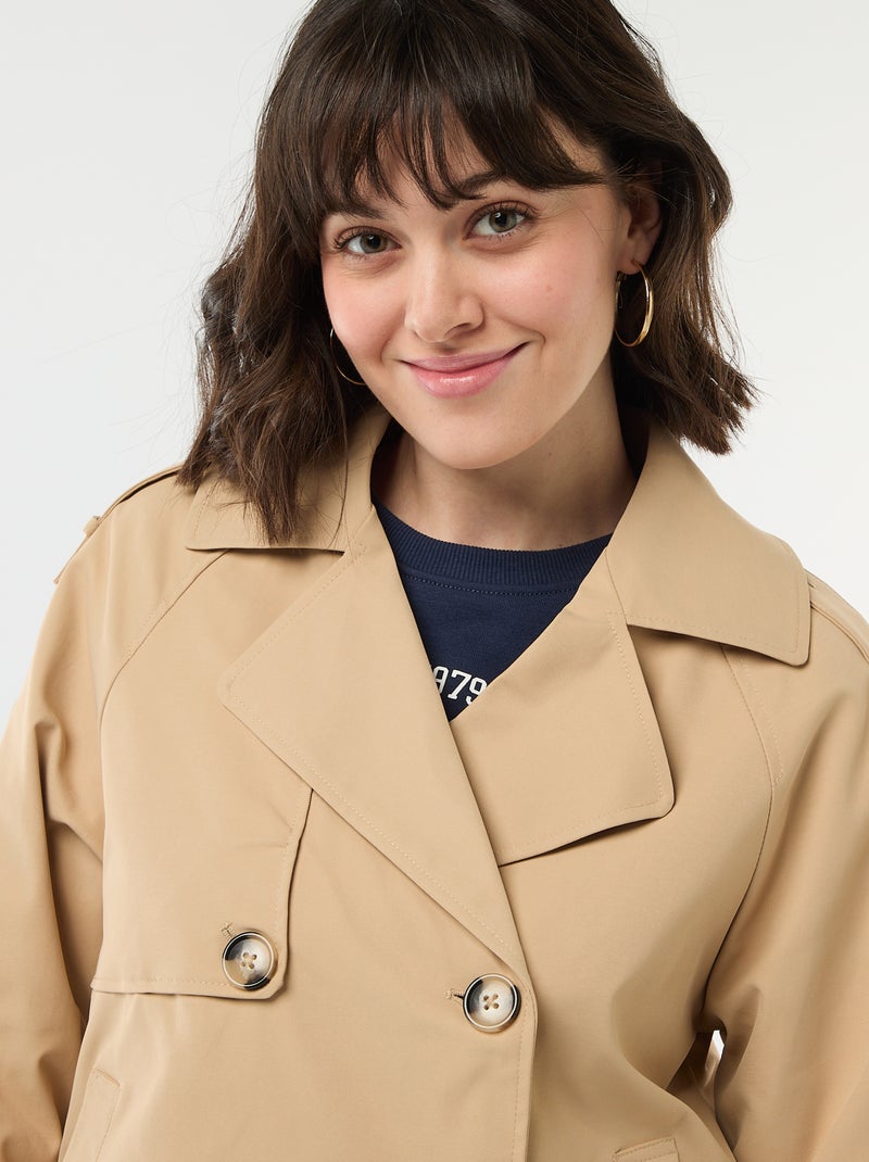 Korte katoenen trenchcoat Biege - Kiabi