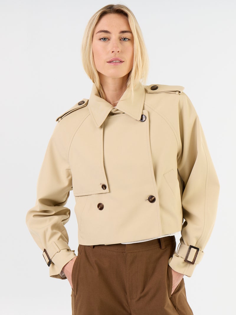 Korte katoenen trenchcoat Biege - Kiabi