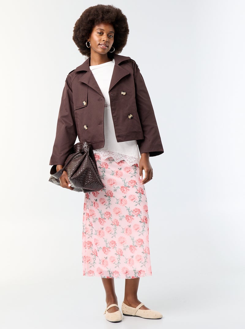 Korte katoenen trenchcoat Bruin - Kiabi