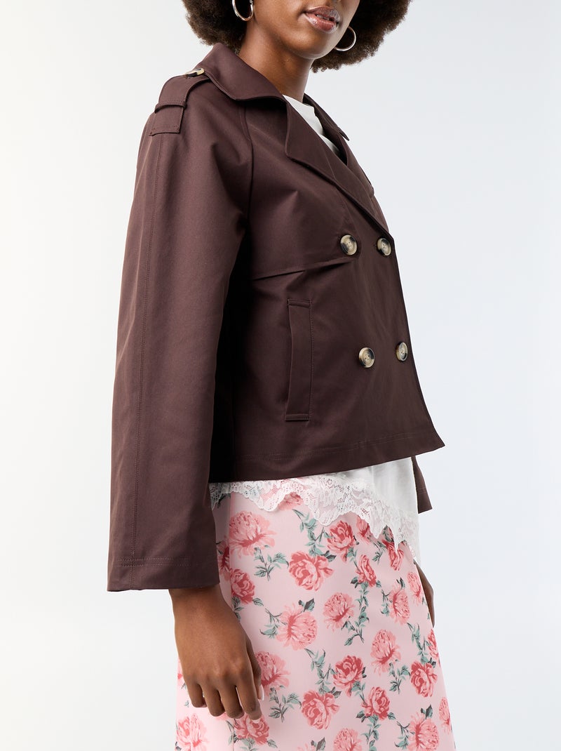Korte katoenen trenchcoat Bruin - Kiabi