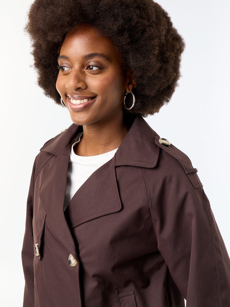 Korte katoenen trenchcoat Bruin - Kiabi