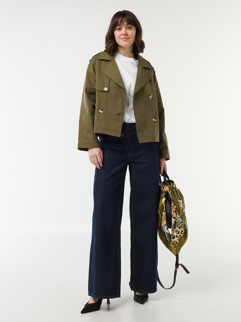 Korte katoenen trenchcoat Kaki - Kiabi