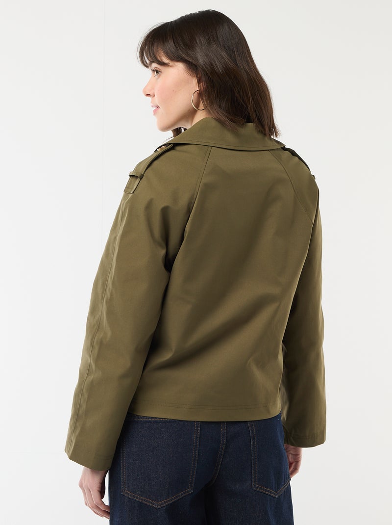 Korte katoenen trenchcoat Kaki - Kiabi
