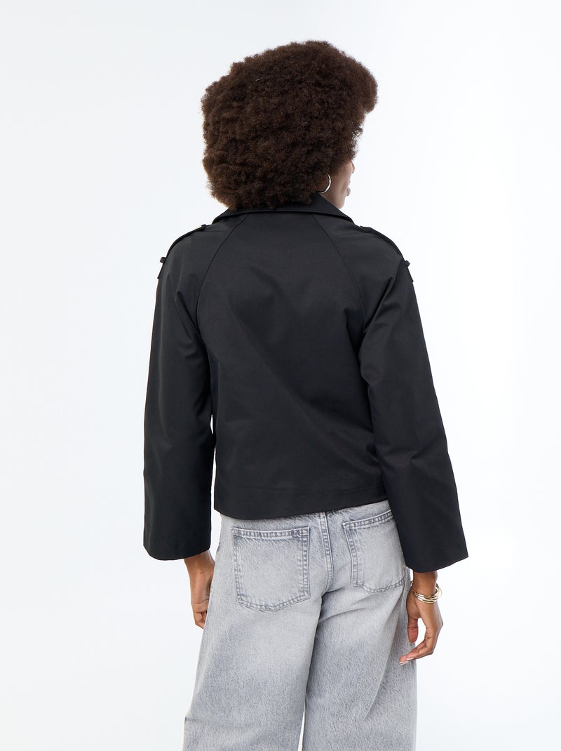 Korte katoenen trenchcoat Zwart - Kiabi