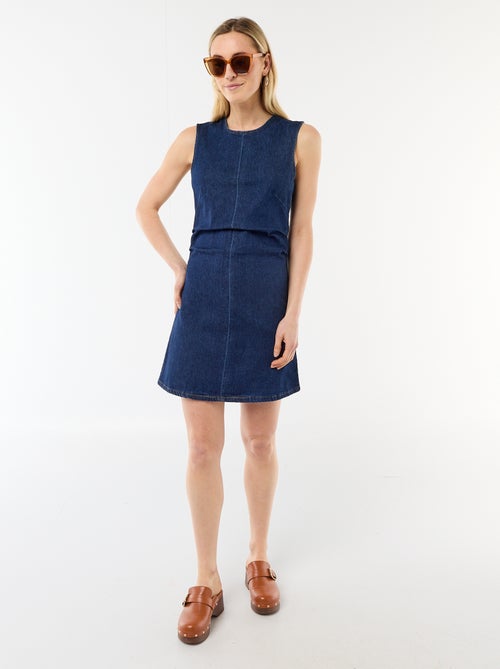 Korte mouwloze denim jurk - Kiabi