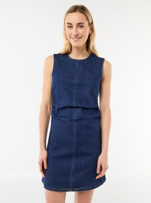 Korte mouwloze denim jurk - Kiabi